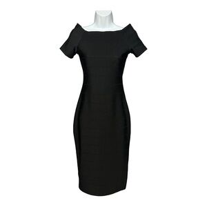 Fashion Nova Cowl Neck Dress Midi Bandage Zipper Black Clubwear Small